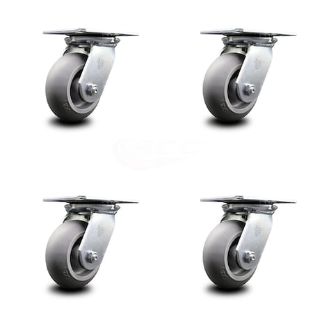 Service Caster 5 Inch Heavy Duty Thermoplastic Rubber Caster Set with Ball Bearings, 4PK SCC-35S520-TPRBD-4